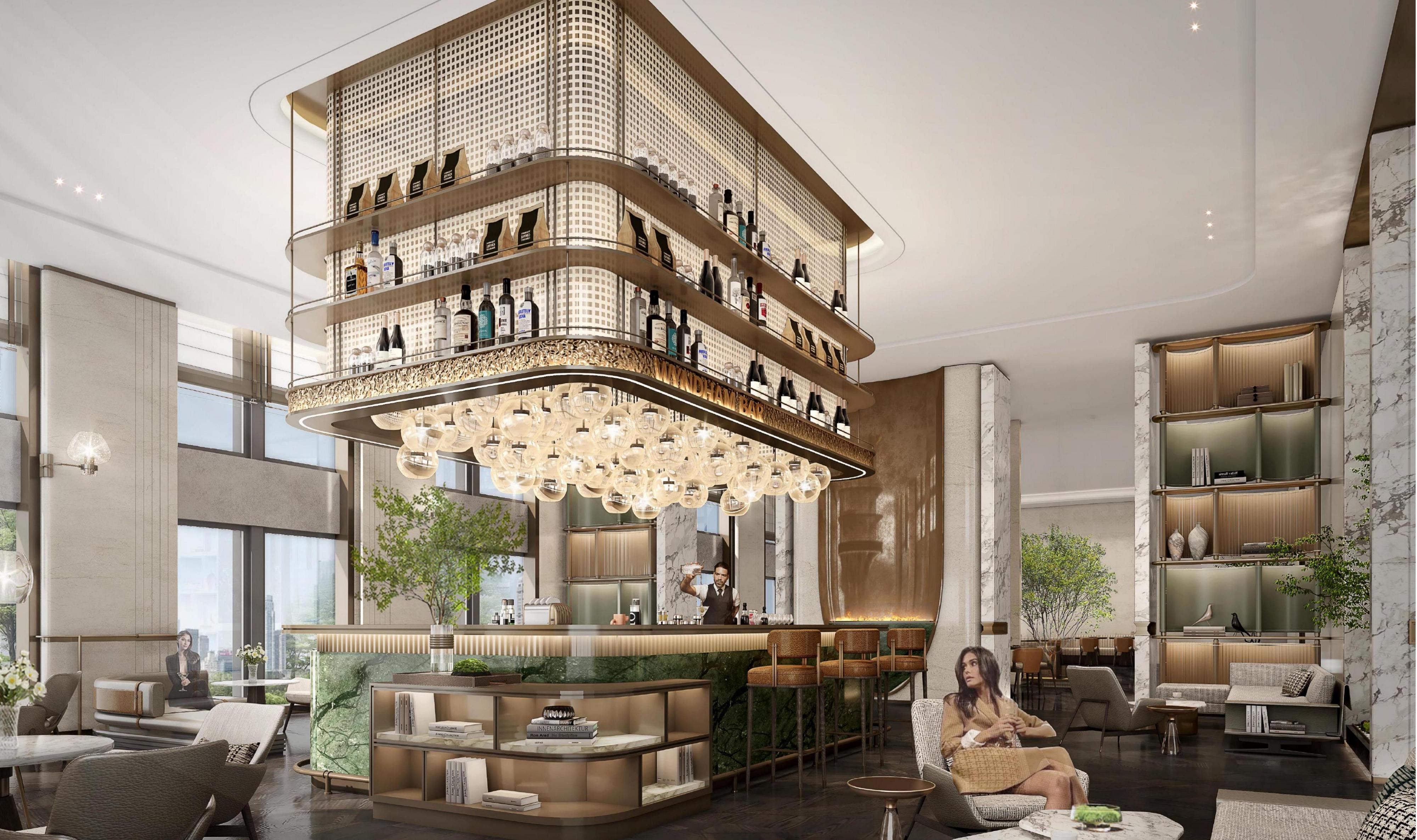 Signature Bar — luxury hospitality bar with statement feature and bespoke seating