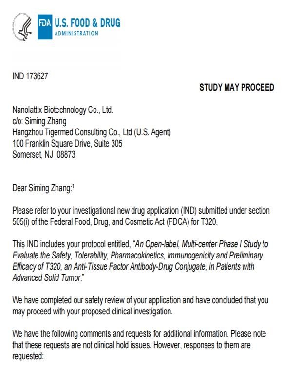 US FDA IND Letter